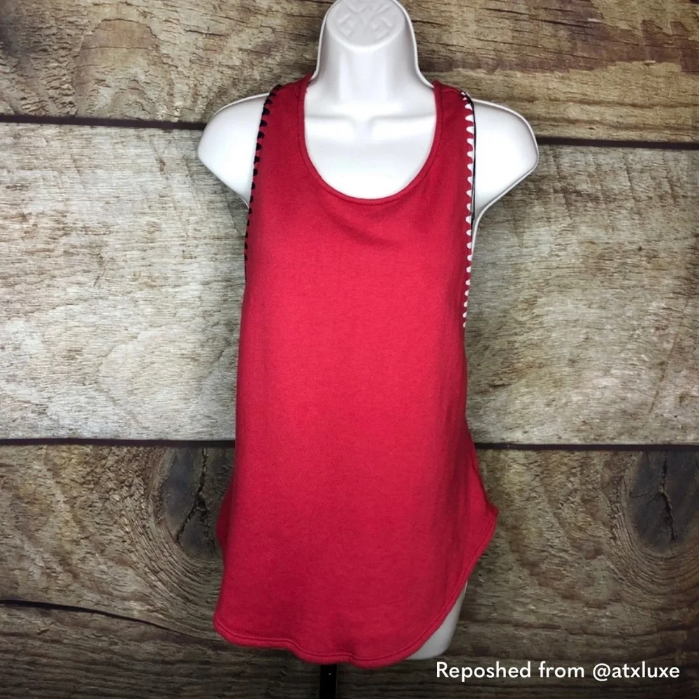 Carbon38 Wine Red Cross-Back Muscle Tank with Contrast Trim - Picture 2 of 6